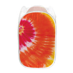 Red Yellow And Orange Tie Dye Print Mesh Laundry Hamper