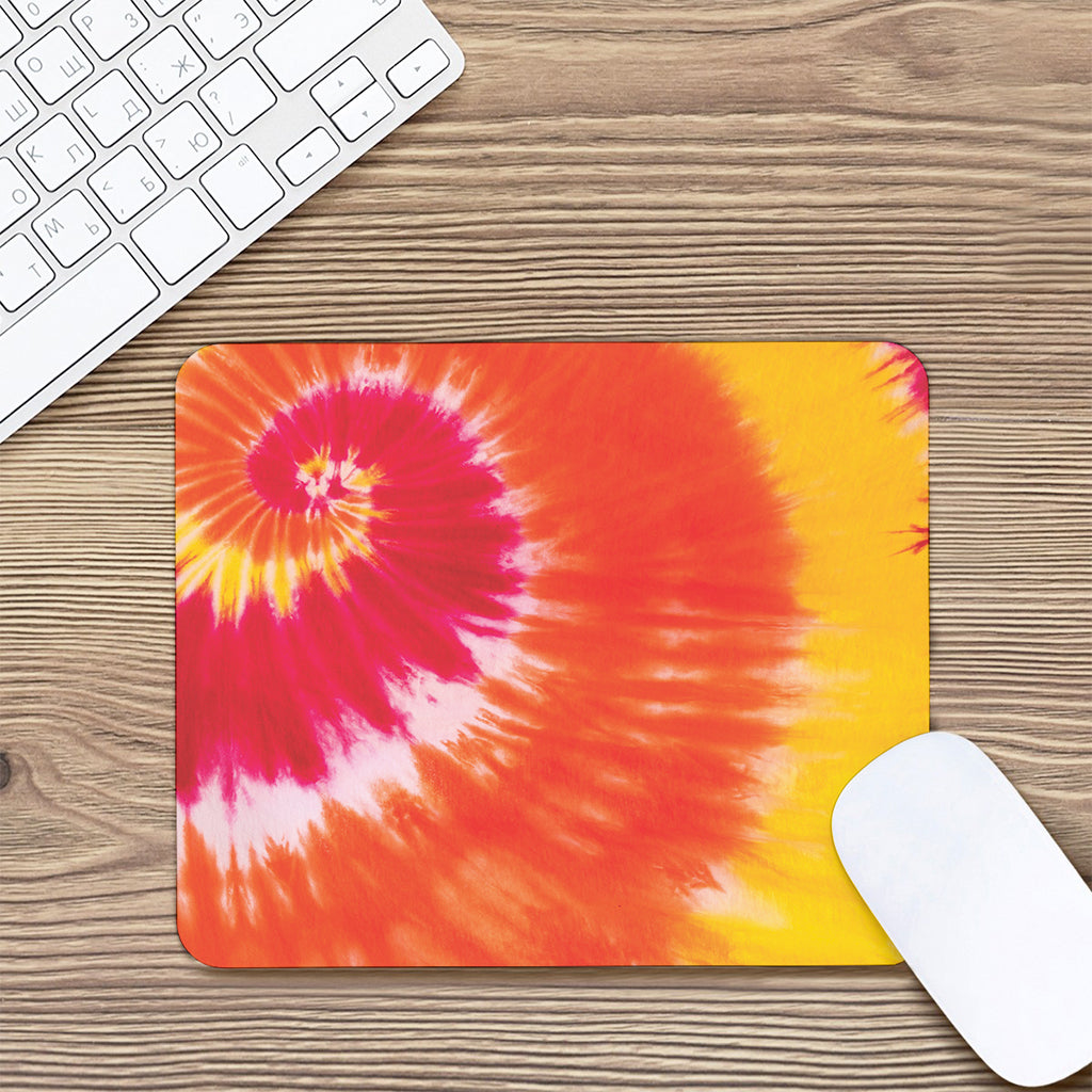 Red Yellow And Orange Tie Dye Print Mouse Pad
