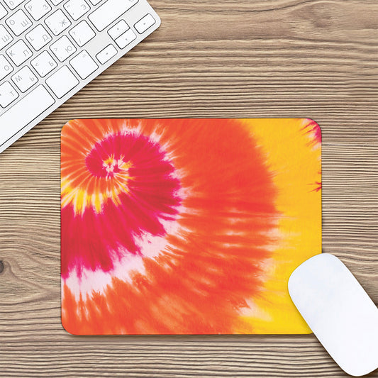 Red Yellow And Orange Tie Dye Print Mouse Pad