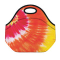 Red Yellow And Orange Tie Dye Print Neoprene Lunch Bag