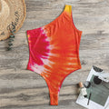 Red Yellow And Orange Tie Dye Print One Shoulder Bodysuit
