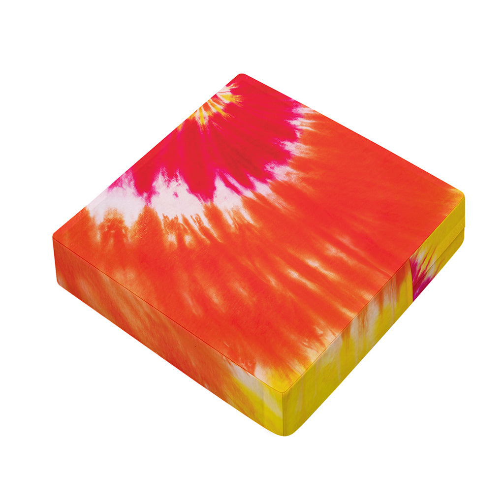 Red Yellow And Orange Tie Dye Print Outdoor Seat Cushion Cover