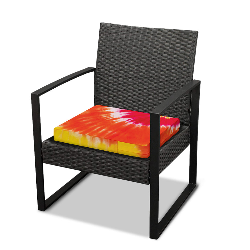 Red Yellow And Orange Tie Dye Print Outdoor Seat Cushion Cover