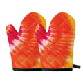 Red Yellow And Orange Tie Dye Print Oven Mitts