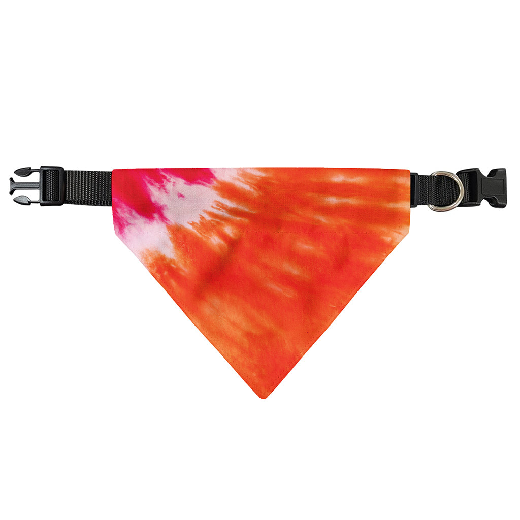 Red Yellow And Orange Tie Dye Print Over The Collar Dog Bandana