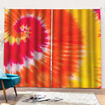 Red Yellow And Orange Tie Dye Print Pencil Pleat Curtains