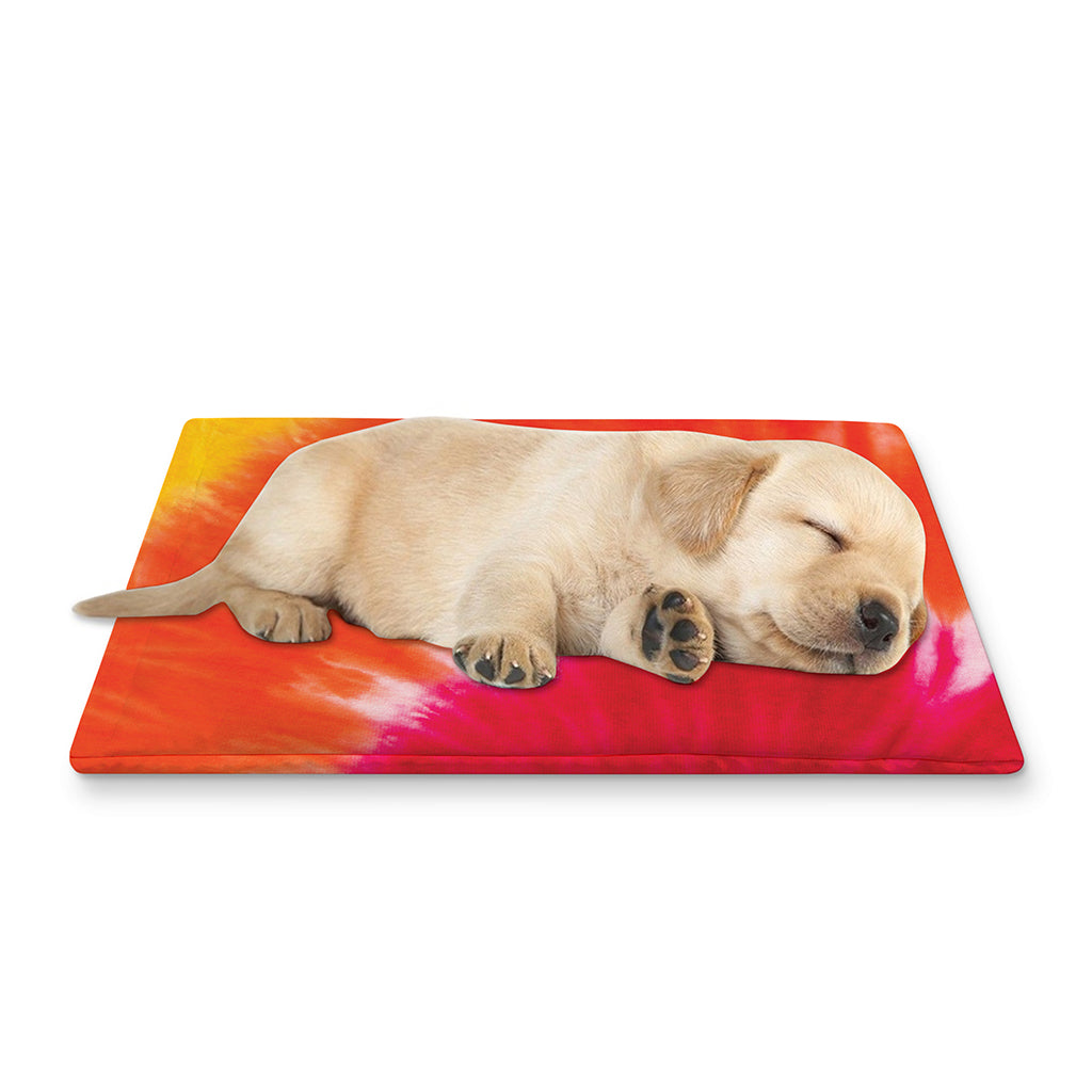 Red Yellow And Orange Tie Dye Print Pet Cooling Mat Cover