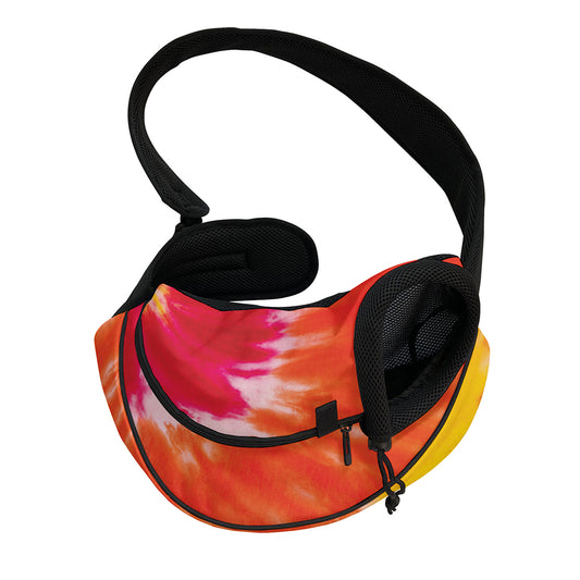 Red Yellow And Orange Tie Dye Print Pet Sling Carrier
