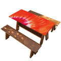 Red Yellow And Orange Tie Dye Print Picnic Table Cover
