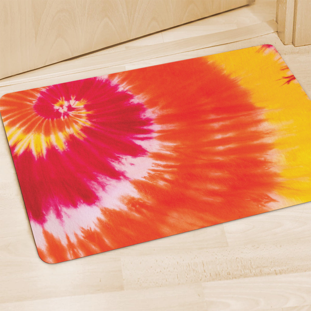 Red Yellow And Orange Tie Dye Print Polyester Doormat