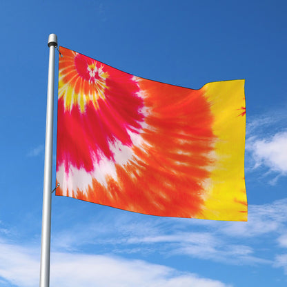 Red Yellow And Orange Tie Dye Print Polyester Flag