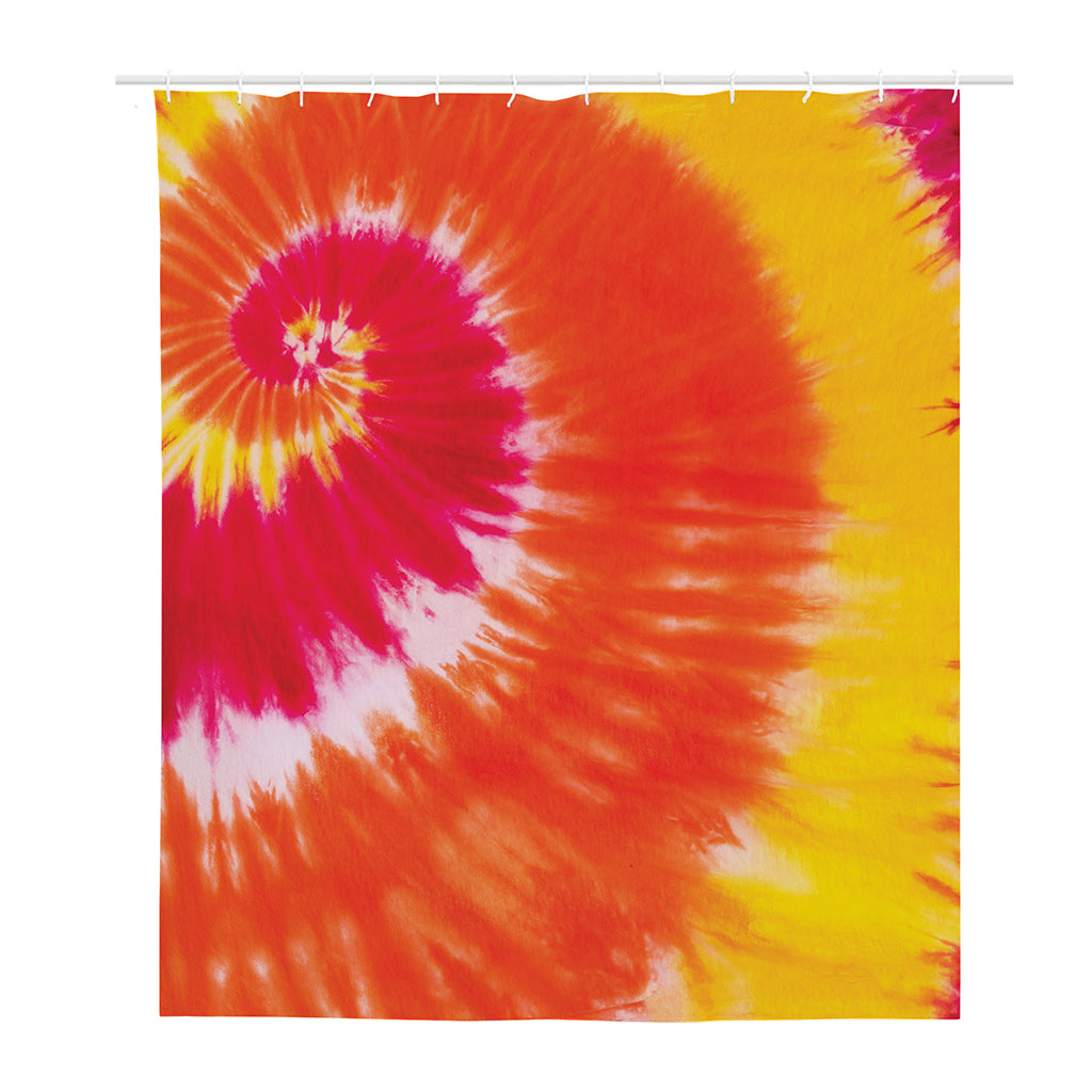 Red Yellow And Orange Tie Dye Print Polyester Shower Curtain