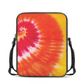 Red Yellow And Orange Tie Dye Print Rectangular Crossbody Bag
