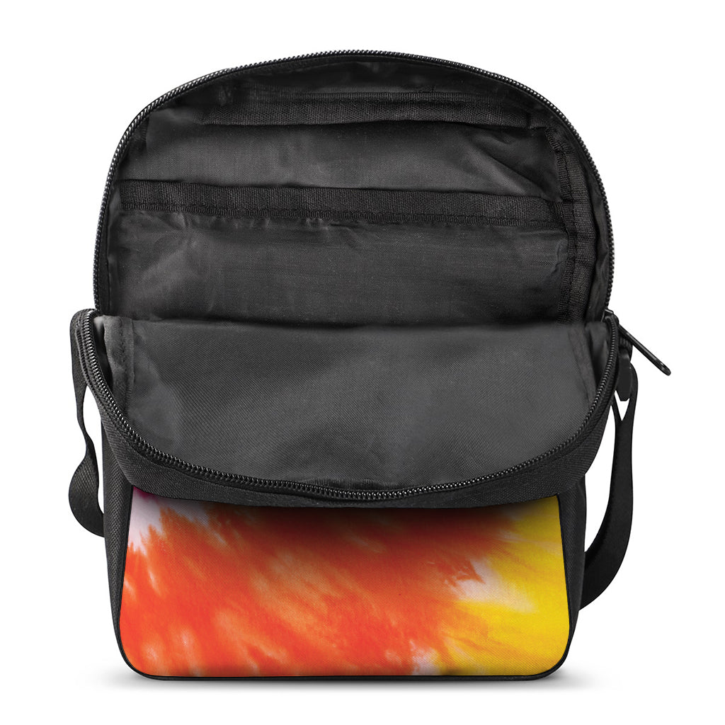 Red Yellow And Orange Tie Dye Print Rectangular Crossbody Bag