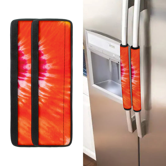 Red Yellow And Orange Tie Dye Print Refrigerator Handle Covers