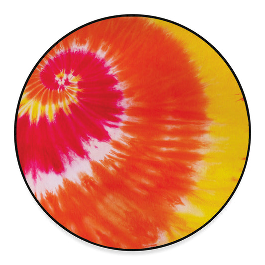 Red Yellow And Orange Tie Dye Print Round Floor Mat