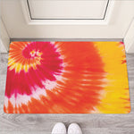 Red Yellow And Orange Tie Dye Print Rubber Doormat