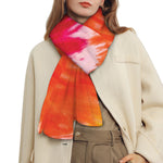 Red Yellow And Orange Tie Dye Print Scarf