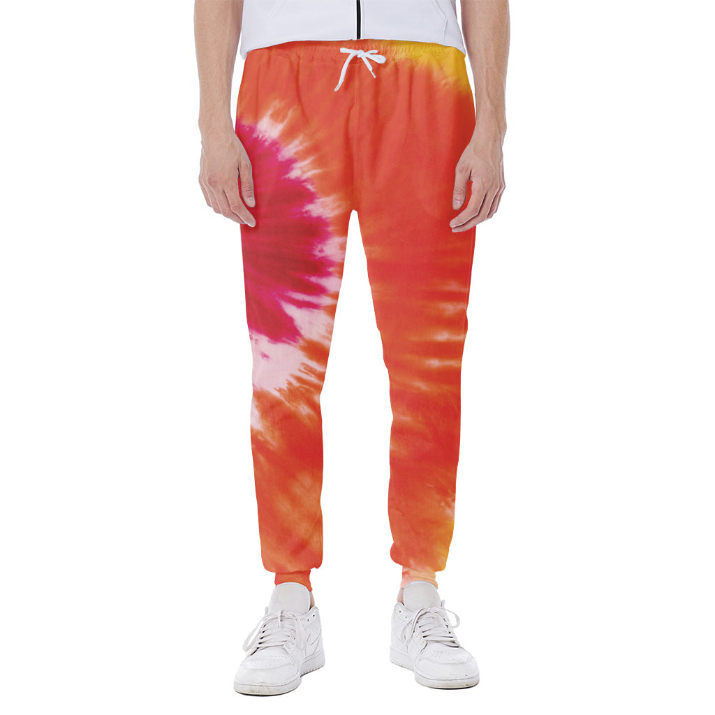 Red Yellow And Orange Tie Dye Print Scuba Joggers