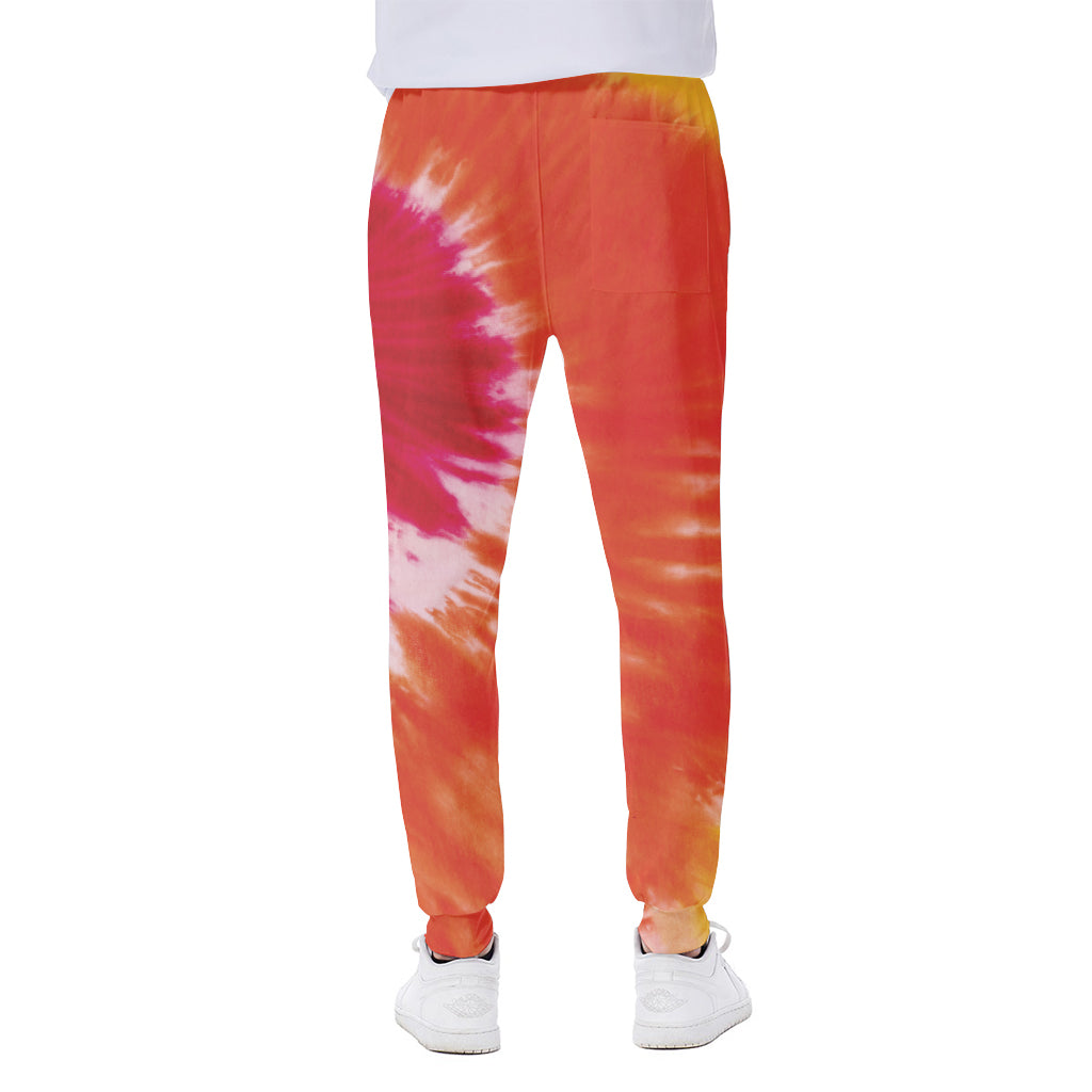 Red Yellow And Orange Tie Dye Print Scuba Joggers
