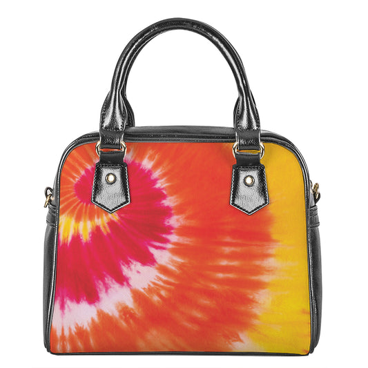Red Yellow And Orange Tie Dye Print Shoulder Handbag