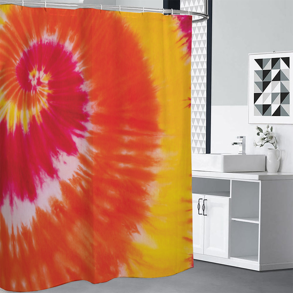 Red Yellow And Orange Tie Dye Print Shower Curtain