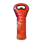 Red Yellow And Orange Tie Dye Print Single Neoprene Wine Tote