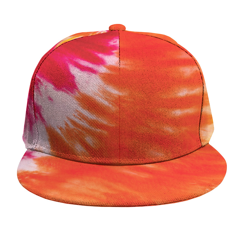 Red Yellow And Orange Tie Dye Print Snapback Cap