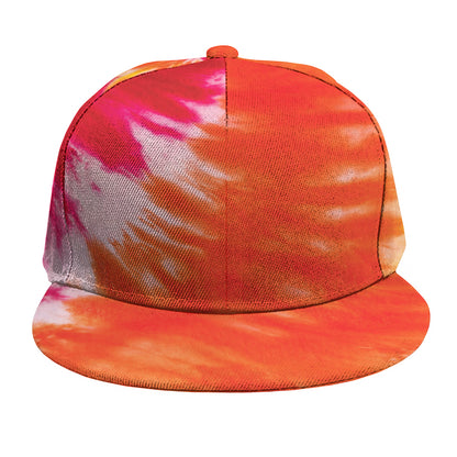 Red Yellow And Orange Tie Dye Print Snapback Cap