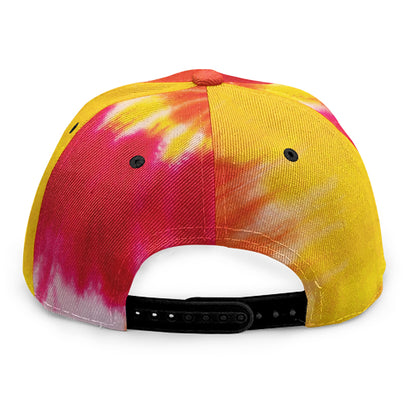 Red Yellow And Orange Tie Dye Print Snapback Cap