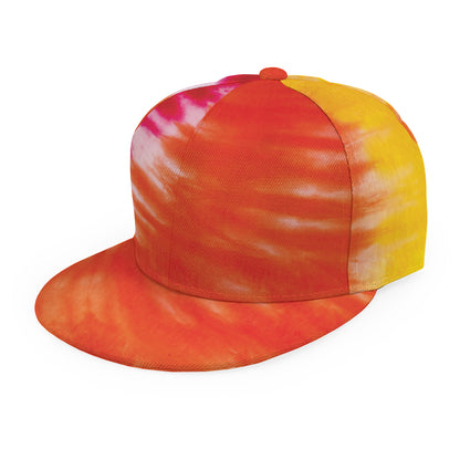 Red Yellow And Orange Tie Dye Print Snapback Cap