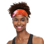 Red Yellow And Orange Tie Dye Print Sports Headband
