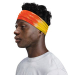 Red Yellow And Orange Tie Dye Print Sports Headband