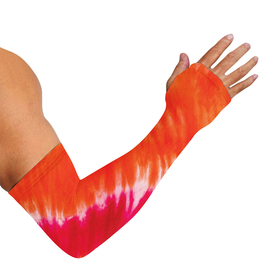 Red Yellow And Orange Tie Dye Print Sun Protection Arm Sleeves