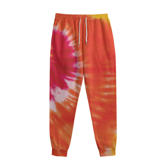 Red Yellow And Orange Tie Dye Print Sweatpants