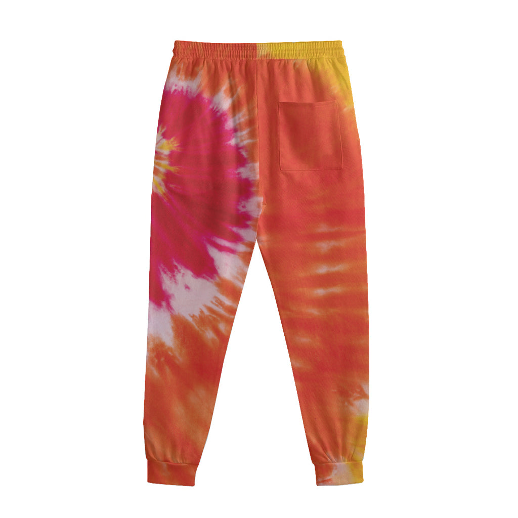 Red Yellow And Orange Tie Dye Print Sweatpants