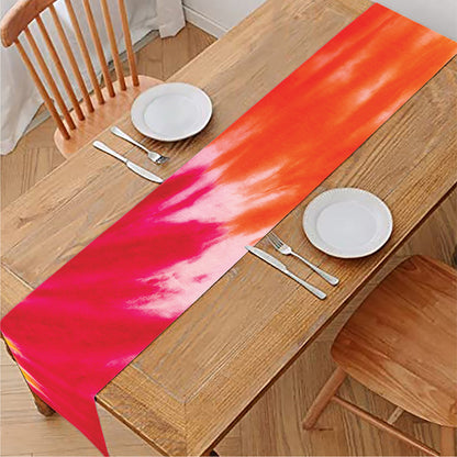 Red Yellow And Orange Tie Dye Print Table Runner