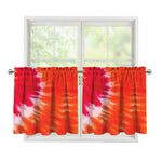 Red Yellow And Orange Tie Dye Print Tier Curtains