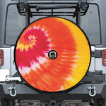 Red Yellow And Orange Tie Dye Print Tire Cover With Camera Hole