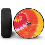 Red Yellow And Orange Tie Dye Print Tire Cover With Camera Hole