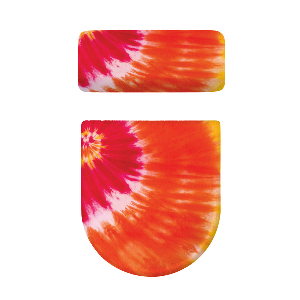 Red Yellow And Orange Tie Dye Print Toilet Lid And Tank Cover Set
