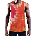 Red Yellow And Orange Tie Dye Print Training Tank Top