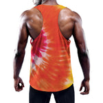 Red Yellow And Orange Tie Dye Print Training Tank Top