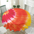 Red Yellow And Orange Tie Dye Print Waterproof Round Tablecloth