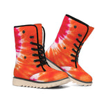 Red Yellow And Orange Tie Dye Print Winter Boots