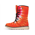 Red Yellow And Orange Tie Dye Print Winter Boots
