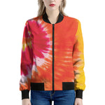 Red Yellow And Orange Tie Dye Print Women's Bomber Jacket