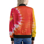 Red Yellow And Orange Tie Dye Print Women's Bomber Jacket