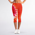 Red Yellow And Orange Tie Dye Print Women's Capri Leggings
