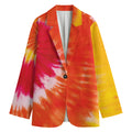 Red Yellow And Orange Tie Dye Print Women's Cotton Blazer